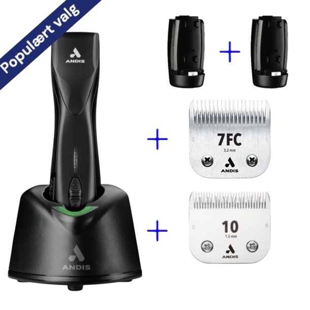 Andis Pulse ZR 2 m/2 batterier og sk�r 10 + 7FC