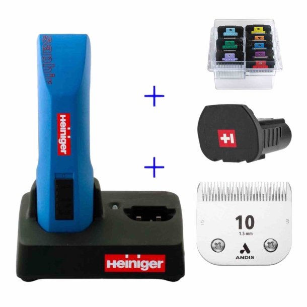 Heiniger Saphir cordless m/1 batteri, skr 10 og afstandskamst
