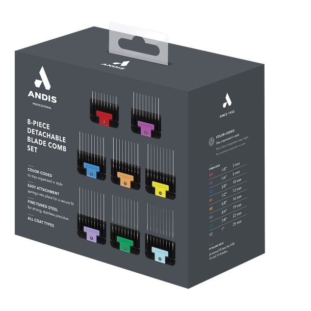 Andis universal afstandskamst rustfri stl, 8 stk.