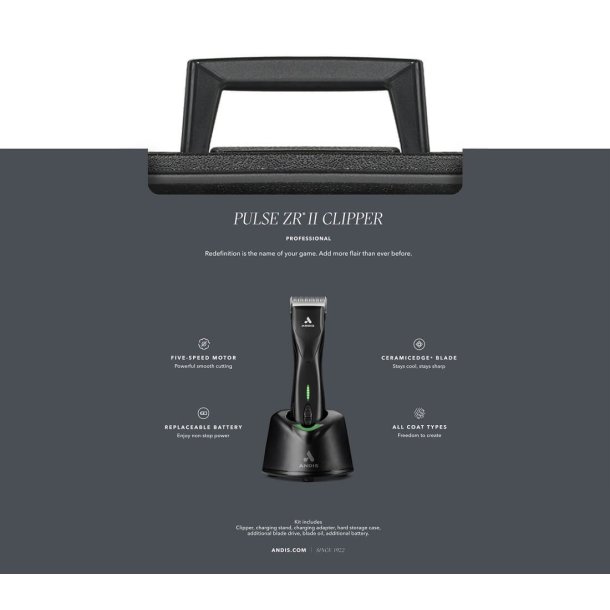 Andis Pulse ZR 2 m/1 batteri og skr 10